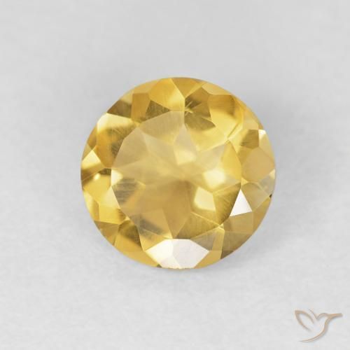 0.95ct Natural Dorado medio Citrino, Redondo, VVS-VS