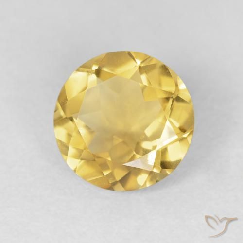 Citrino Dorado medio natural de 1.52 ct, Redondo, VVS-VS
