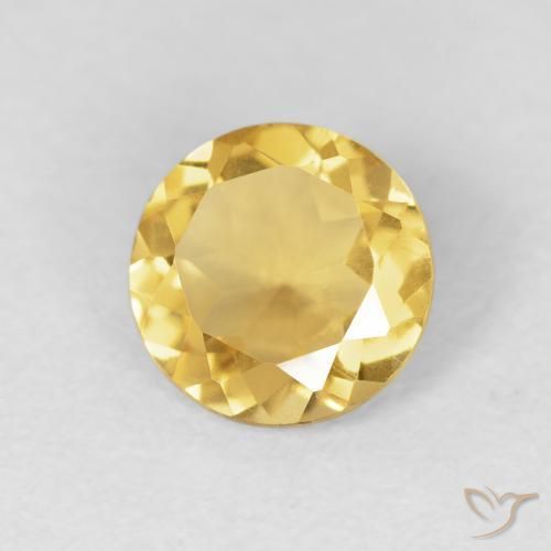 Citrino Dorado medio natural de 1.02 ct, Redondo, VVS-VS