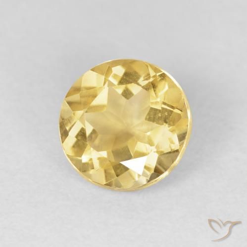 Citrino Amarillo-dorado claro natural de 1.67 ct, Redondo, VVS-VS