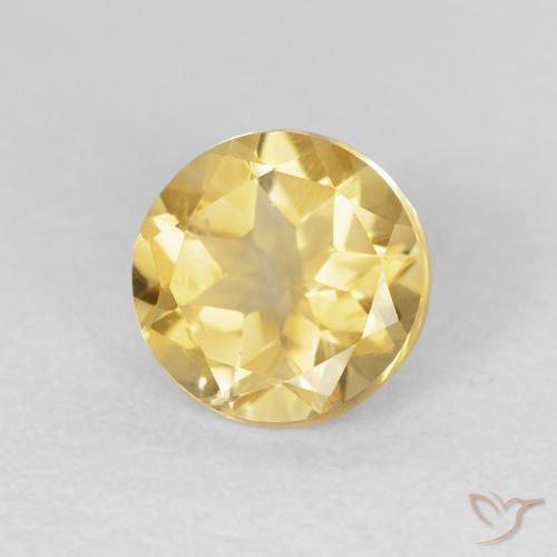 Citrino Amarillo-dorado claro natural de 1.59 ct, Redondo, VVS-VS