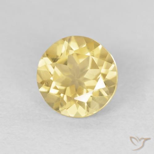 Citrino Amarillo claro natural de 1.70 ct, Redondo, VVS-VS