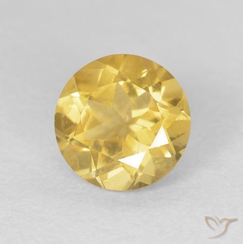 Citrino Amarillo claro natural de 1.89 ct, Redondo, VVS-VS