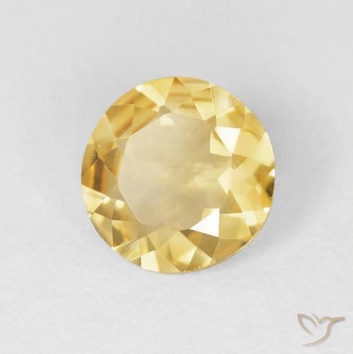 Citrino Dorado medio natural de 1.30 ct, Redondo, VVS