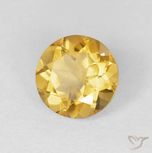 Citrino Dorado medio natural de 1.61 ct, Redondo, VVS