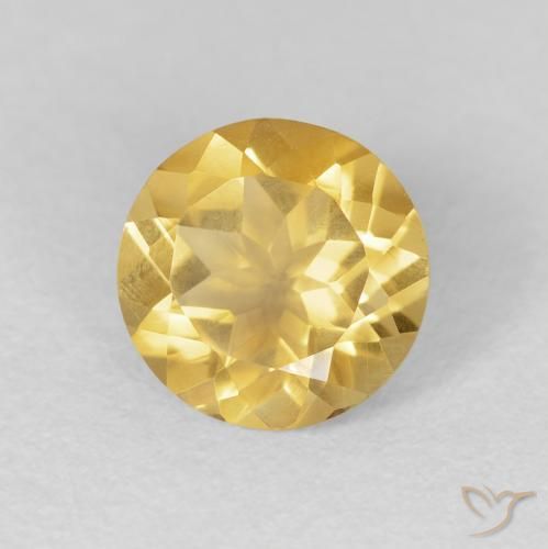 Citrino Dorado medio natural de 1.63 ct, Redondo, VVS