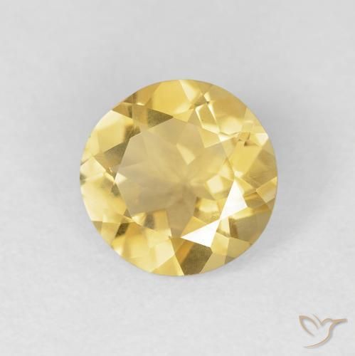 Citrino Dorado medio natural de 1.38 ct, Redondo, VVS