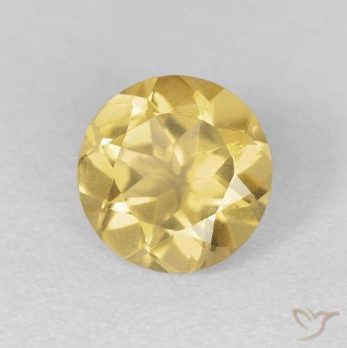 Citrino Dorado medio natural de 1.73 ct, Redondo, VVS