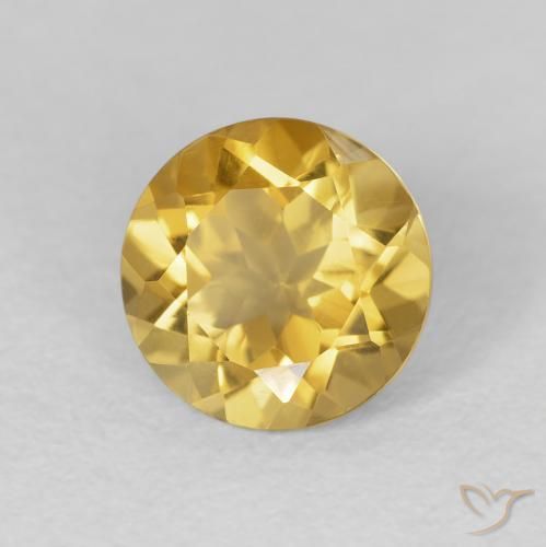 Citrino Dorado medio natural de 1.78 ct, Redondo, VVS