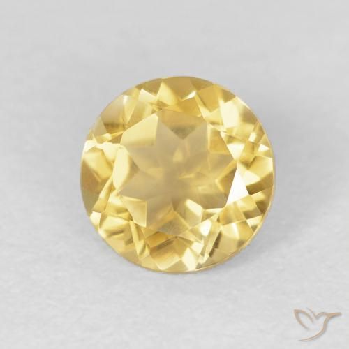 Citrino Dorado medio natural de 1.29 ct, Redondo, VVS
