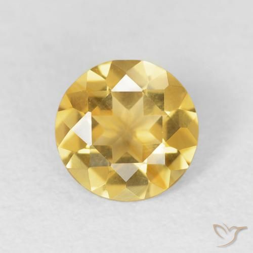 0.95ct Natural Dorado medio Citrino, Redondo, VVS