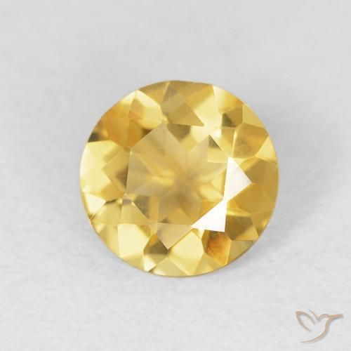 Citrino Dorado medio natural de 0.95 ct, Redondo, VVS