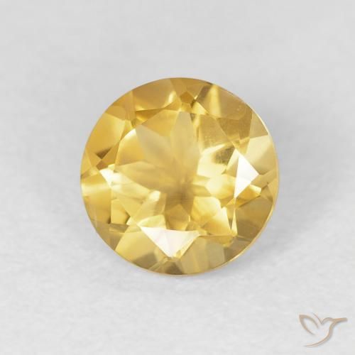 Citrino Dorado medio natural de 1.06 ct, Redondo, VVS