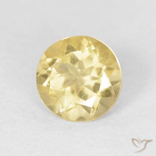Citrino Amarillo medio natural de 1.20 ct, Redondo, VVS