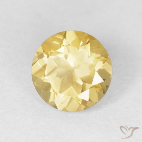 Citrino Amarillo dijón natural de 1.30 ct, Redondo, VVS