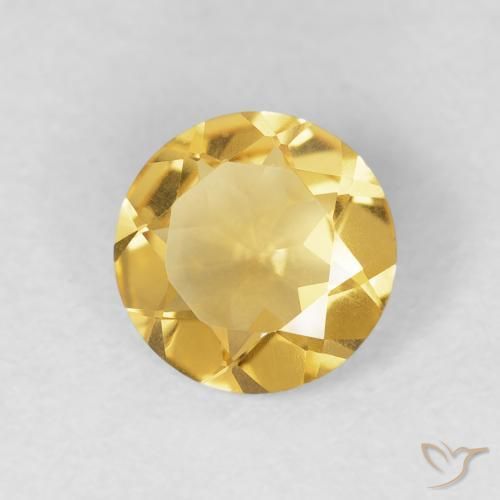 Citrino Dorado medio natural de 0.94 ct, Redondo, VVS