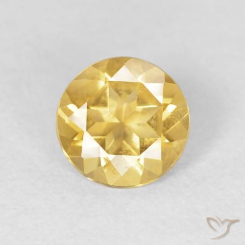 0.95ct Natural Dorado medio Citrino, Redondo, VVS