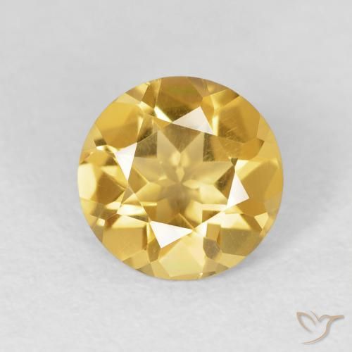 1.52ct Natural Dorado medio Citrino, Redondo, VVS