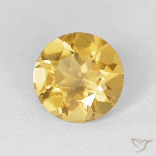 Citrino Dorado medio natural de 1.52 ct, Redondo, VVS
