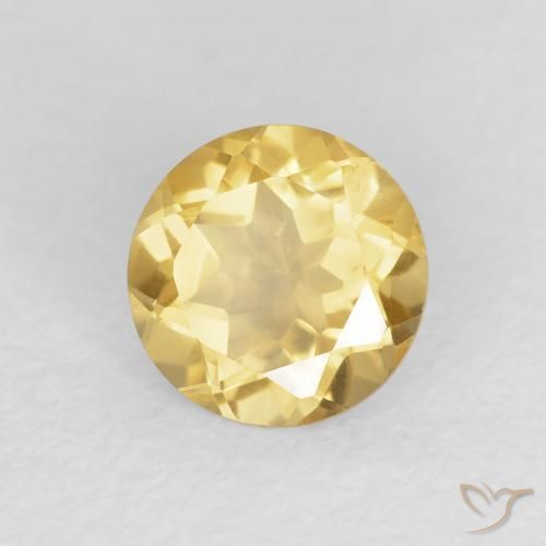 Citrino Amarillo medio natural de 1.17 ct, Redondo, VVS