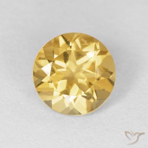 1.69ct Natural Dorado medio Citrino, Redondo, VVS-VS