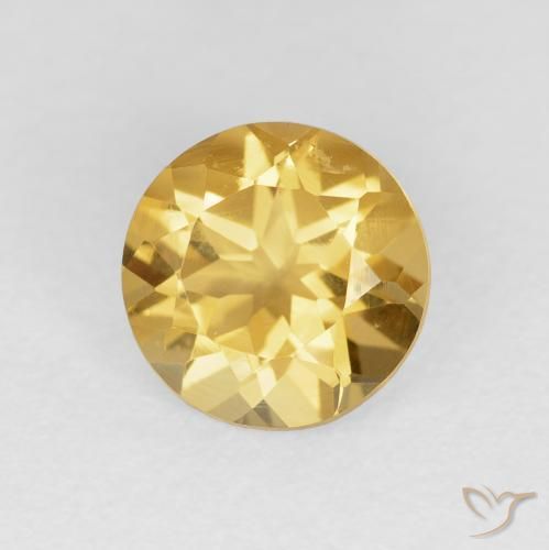 Citrino Dorado medio natural de 1.69 ct, Redondo, VVS-VS