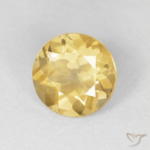 Citrino Dorado intenso natural de 1.60 ct, Redondo, VVS-VS