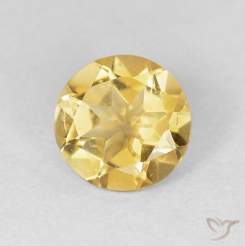Citrino Dorado medio natural de 1.64 ct, Redondo, VVS-VS
