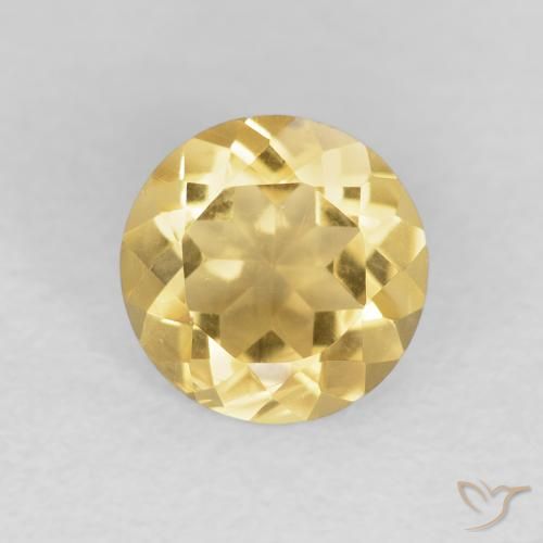 1.12ct Natural Dorado medio Citrino, Redondo, VVS-VS