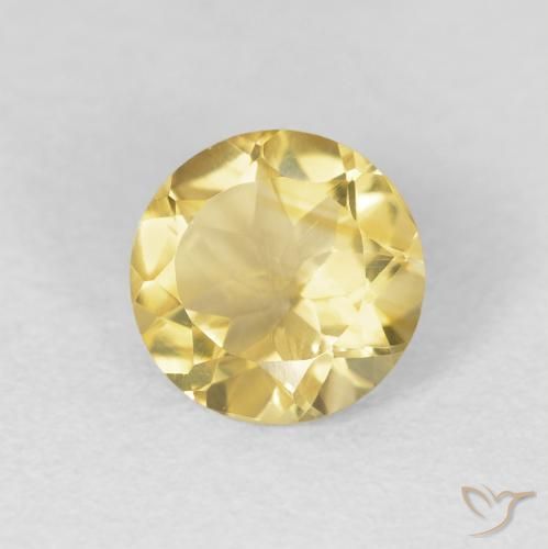 Citrino Amarillo medio natural de 1.15 ct, Redondo, VS