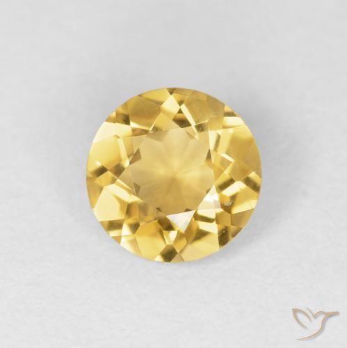 Citrino Dorado medio natural de 1.08 ct, Redondo, VVS
