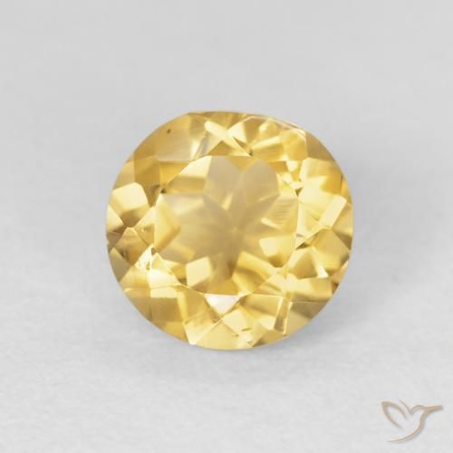 Citrino Dorado medio natural de 1.92 ct, Redondo, VVS