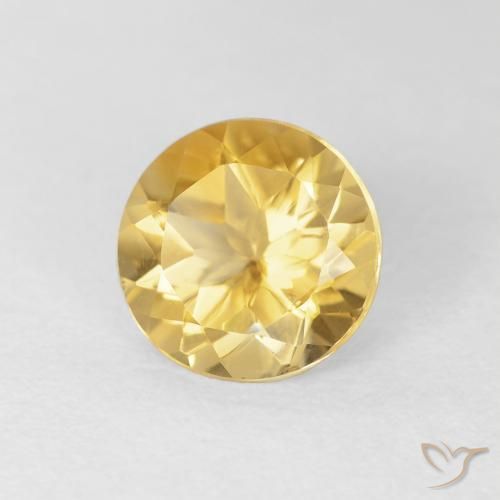 Citrino Dorado medio natural de 1.73 ct, Redondo, VVS