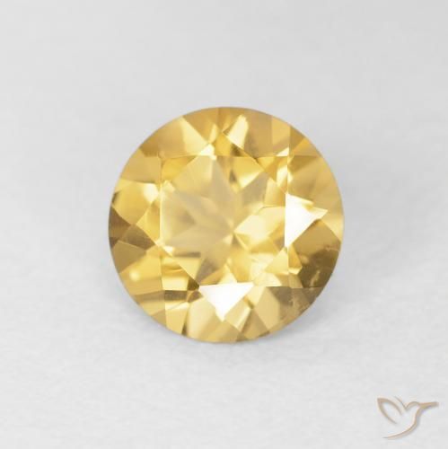 Citrino Dorado medio natural de 1.10 ct, Redondo, VVS