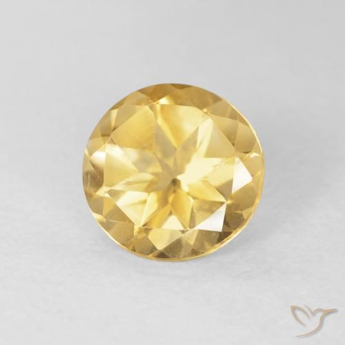 Citrino Dorado medio natural de 1.62 ct, Redondo, VVS