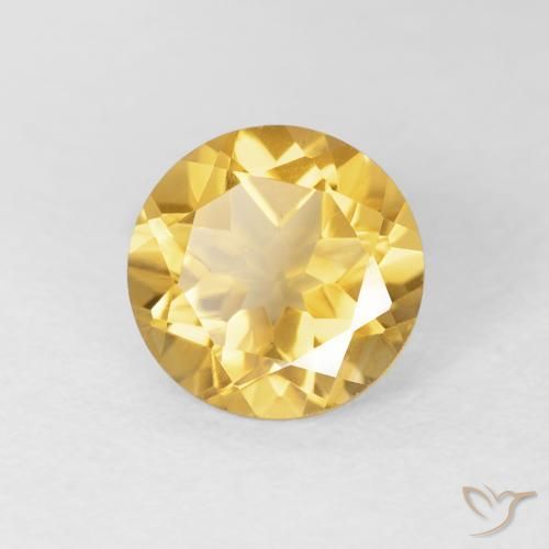Citrino Dorado medio natural de 1.72 ct, Redondo, VVS
