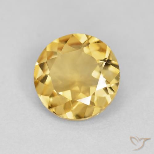 Citrino Dorado intenso natural de 1.49 ct, Redondo, VVS