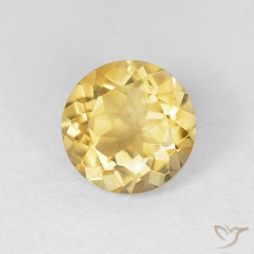 Citrino Amarillo claro natural de 1.67 ct, Redondo, VVS