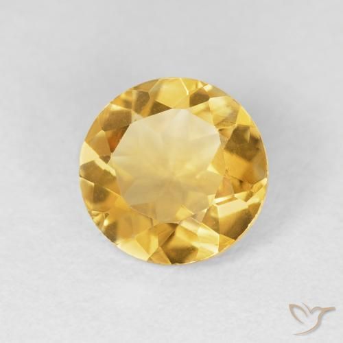 Citrino Dorado claro natural de 1.60 ct, Redondo, VVS