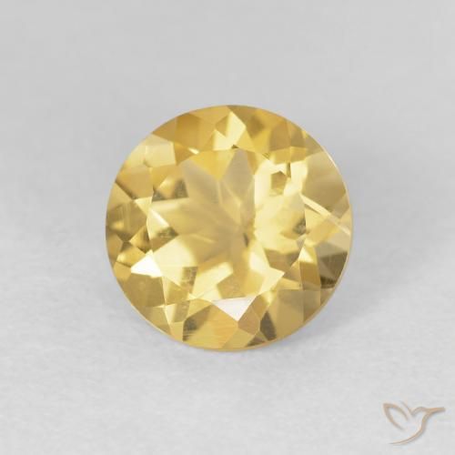 Citrino Dorado medio natural de 1.78 ct, Redondo, VVS