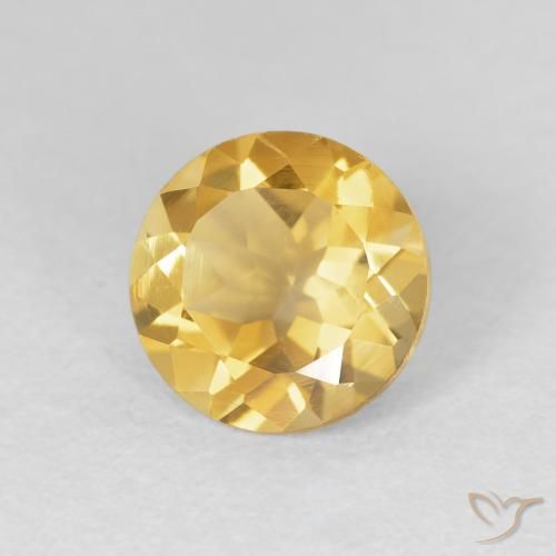 Citrino Dorado natural de 1.73 ct, Redondo, VVS