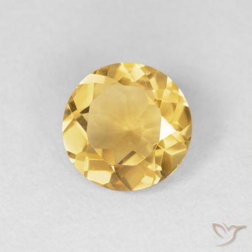 Citrino Dorado medio natural de 1.10 ct, Redondo, VVS