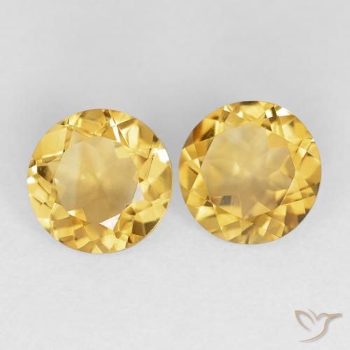 Gemas de Citrino Dorado medio natural de 3.25 ct, Redondo, VVS
