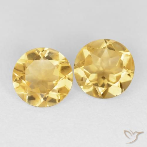 Gemas de Citrino Dorado medio natural de 2.96 ct, Redondo, VVS
