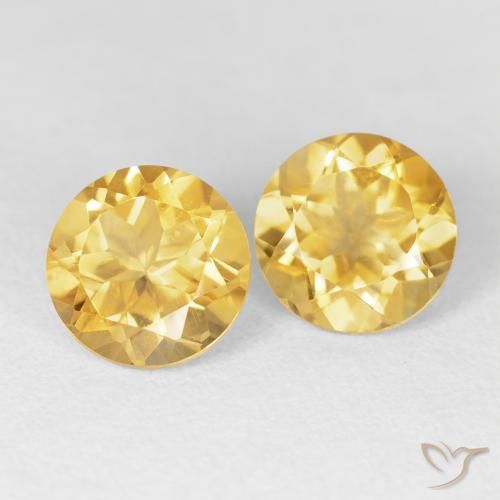 Gemas de Citrino Dorado medio natural de 3.70 ct, Redondo, VVS