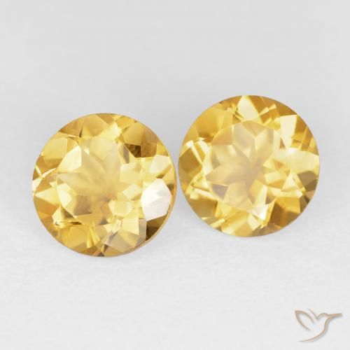 Gemas de Citrino Dorado claro natural de 3.69 ct, Redondo, VVS