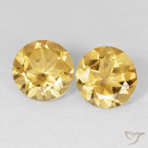 3.33ctw Natural Dorado medio Citrino, Redondo, VVS