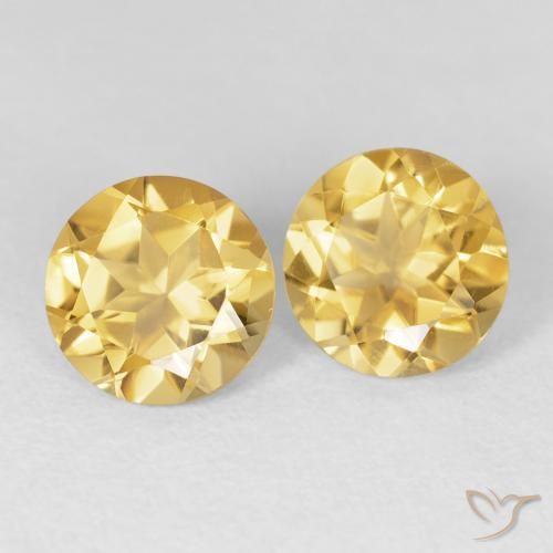 Gemas de Citrino Dorado medio natural de 3.33 ct, Redondo, VVS