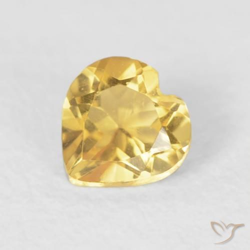 0.40ct Natural Dorado medio Citrino, Corazón, VVS