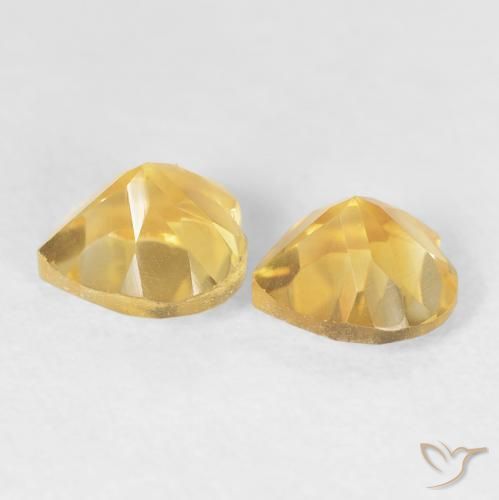 Gemas de Citrino Dorado claro natural de 1.49 ct, Corazón, VVS
